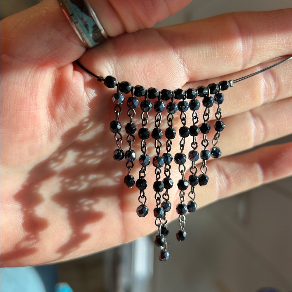 Elegant Black Oil Slick Beaded Necklace View 5